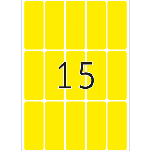 Gelbe Tafel mit der Zahl 15 in der Mitte, umgeben von leeren Kästchen.