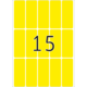 Gelbe Tafel mit der Zahl 15 in der Mitte, umgeben von leeren Kästchen.