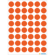 Ein Blatt mit orangefarbenen Punkten, gleichmäßig angeordnet in mehreren Reihen und Spalten auf weißem Hintergrund.