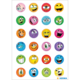 Bunte Aufkleber mit verschiedenen Gesichtsausdrücken, darunter lächelnde, traurige und wütende Emojis in verschiedenen Farben.