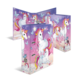 Ordner mit Einhorn-Motiv, verziert mit bunten Einhörnern und Schmetterlingen auf lila Hintergrund. Ideal für Kinder.