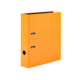 Ein orangefarbener Ordner mit zwei Metallringen und einer Öffnung an der Seite.