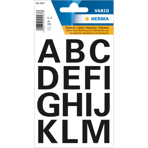 Schwarze Buchstabenetiketten von A bis Z auf einem weißen Hintergrund, geeignet für verschiedene Anwendungen.