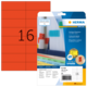 Farbige Etiketten auf einer Verpackung, mit der Nummer 16 und dem Hinweis auf kostenlose Software zur Etikettenerstellung.