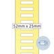Maßstab mit den Abmessungen 52 mm x 25 mm, auf gelbem Hintergrund mit mehreren horizontalen Linien.