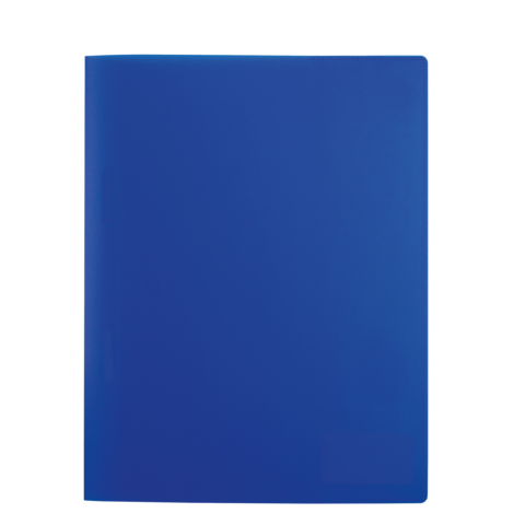Blauer Ordner mit glatter Oberfläche, geschlossen und ohne sichtbare Beschriftung oder Details.