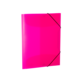 Ein leuchtend pinkfarbener Ordner mit elastischem Verschluss, der für die Aufbewahrung von Dokumenten geeignet ist.