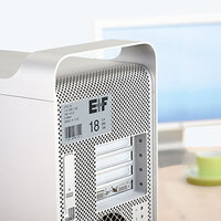 Silver inventory label on computer