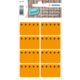 Orangefarbene Etiketten mit Blumenmuster, verpackt in einer Blisterkarte. Ideal für die Beschriftung von Haushaltsgegenständen.