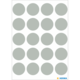 Ein Blatt mit grauen, runden Aufklebern in einem gleichmäßigen Raster angeordnet.