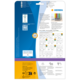 Rückseite einer Verpackung für HERMA Produkte, einschließlich Anweisungen, Softwarehinweis und Diagrammen zur Verwendung.