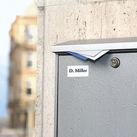 Labeled weatherproof foil label on mailbox