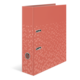 Ein orangefarbener Ordner mit einem geometrischen Muster und zwei Öffnungen auf der Vorderseite.