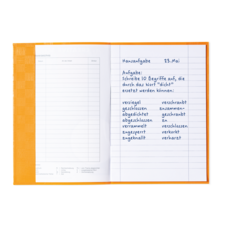 Hausaufgabe vom 23. Mai mit der Aufgabe, Begriffe aufzulisten, die durch das Wort "dicht" gebildet werden können.