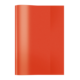 Rotes, glänzendes Blatt Papier, das auf einer Seite gefaltet ist.
