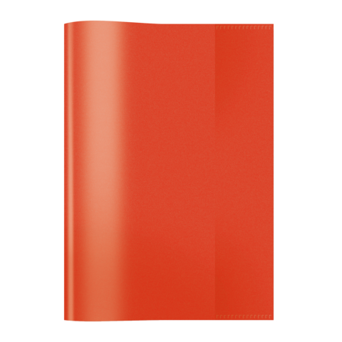 Rotes, glänzendes Blatt Papier, das auf einer Seite gefaltet ist.