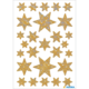 Goldene Sterne in verschiedenen Größen auf einem weißen Hintergrund, angeordnet in einem Raster.