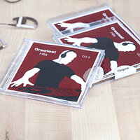 Application image of closure labels on CD case