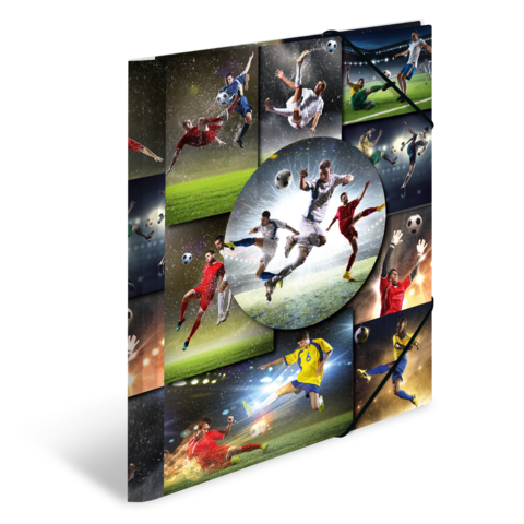 Eine Collage von Fußballspielern in Aktion, die verschiedene Spielszenen und Techniken zeigen, darunter Schüsse, Dribblings und Torfeiern.