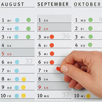 Colored markers in the vacation calendar