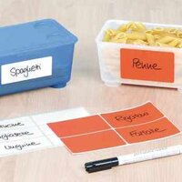 Application image of multipurpose labels on plastic boxes