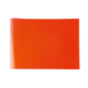 Ein leuchtend orangefarbener Ordner, der flach auf einer weißen Oberfläche liegt.