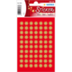 Rote Stickerkarte mit goldenen Sternen, die in gleichmäßigen Reihen angeordnet sind. Ideal für Dekoration oder Bastelprojekte.