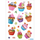 Bunte Cupcakes in verschiedenen Formen und Toppings, dekoriert mit Früchten, Sahne und Streuseln, auf einem weißen Hintergrund.