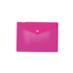 Rosa Kunststoffmappe mit Druckknopfverschluss, geeignet zur Aufbewahrung von Dokumenten oder Notizen.