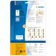Rückseite einer Verpackung mit Informationen zu HERMA-Produkten, einschließlich QR-Code, Softwarehinweis und Anwendungsanleitungen.