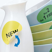 Removable oval labels on merchandise