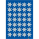 Ein Muster aus grauen Sternen auf blauem Hintergrund, gleichmäßig angeordnet in mehreren Reihen und Spalten.