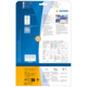 Rückseite einer Verpackung für HERMA Etiketten mit Informationen zu Software, Anwendungshinweisen und technischen Details.