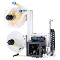 A device for processing films, equipped with two spools and a control panel, designed for industrial applications.