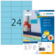 Bunte Etiketten auf einem Blatt mit 24 Feldern, verpackt von Herma, mit Informationen zu Größe und Verwendung.