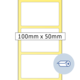 Gelbe Etiketten mit drei leeren Feldern, Maße 100 mm x 50 mm, geeignet für Beschriftungen oder Etikettierungen.
