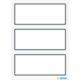 Drei leere Etiketten mit grauem Rahmen auf einem weißen Hintergrund, geeignet für Beschriftungen oder Organisation.