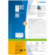 Produktinformation von HERMA, einschließlich QR-Code, Softwarehinweis und Tabelle mit verschiedenen Etikettengrößen.