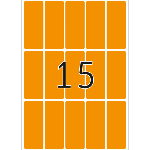 Orange Karte mit der Zahl 15 in der Mitte, umgeben von rechteckigen Feldern.