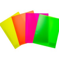 Several neon-colored binders