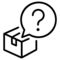 An open box with a speech bubble containing a question mark.