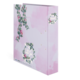 Ein rosa Ordner mit floralen Motiven und dem Text "Wir sagen Ja" auf der Vorderseite.