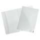 Ein leeres, weißes Ordnerset mit einem linierten Blatt und einer glatten, weißen Oberfläche.