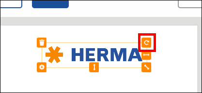 The word "HERMA" in blue letters, surrounded by orange symbols, with a red "C" in a box below.