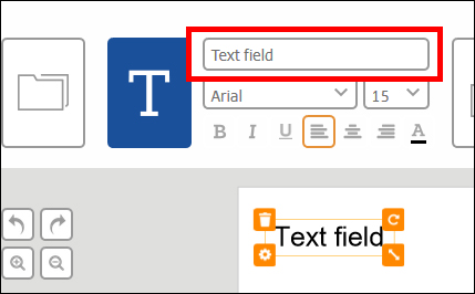 Text field with options for font, size, and formatting in a graphical user interface editor.